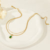Wholesale Geometric Doublelayer Emerald Women's Stainless Steel And Titanium Steel Clavicle Necklace With Electroplating Design