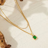 Wholesale Geometric Doublelayer Emerald Women's Stainless Steel And Titanium Steel Clavicle Necklace With Electroplating Design