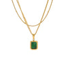 Wholesale Geometric Doublelayer Emerald Women's Stainless Steel And Titanium Steel Clavicle Necklace With Electroplating Design