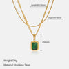 Wholesale Geometric Doublelayer Emerald Women's Stainless Steel And Titanium Steel Clavicle Necklace With Electroplating Design