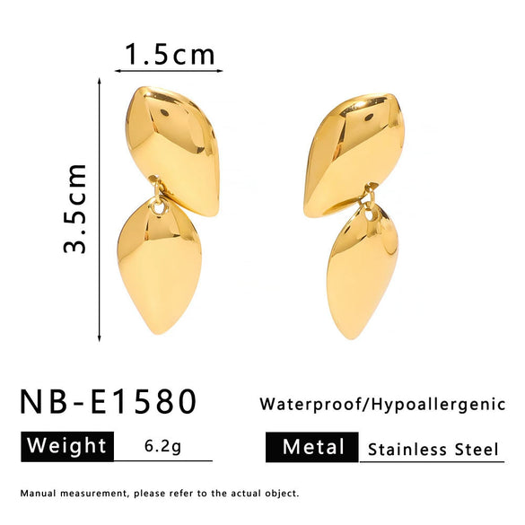 Wholesale Geometric Doublelayer Polished Stainless Steel 18K Gold Plated Furnace Vacuum Plated Women's Earrings