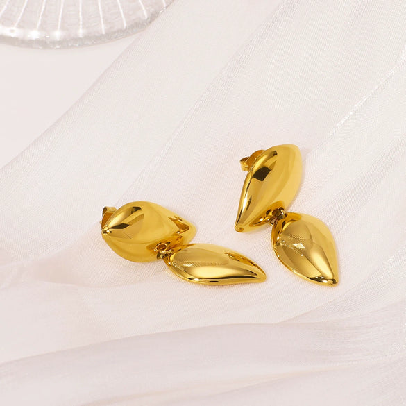 Wholesale Geometric Doublelayer Polished Stainless Steel 18K Gold Plated Furnace Vacuum Plated Women's Earrings