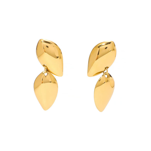 Wholesale Geometric Doublelayer Polished Stainless Steel 18K Gold Plated Furnace Vacuum Plated Women's Earrings