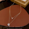 Wholesale Geometric Doublelayer Zircon Inlaid Copper Necklace With Real Gold Electroplated Ochain For Women