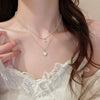 Wholesale Geometric Doublelayer Zircon Inlaid Copper Necklace With Real Gold Electroplated Ochain For Women