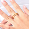 Wholesale Geometric Doublelayer Zircon Ushaped Open Ring For Women Titanium Steel Electroplated