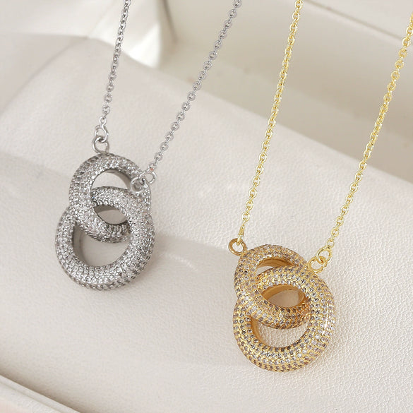 Wholesale Geometric Doublering Necklace Copper Electroplating Fashion Light Luxury Jewelry