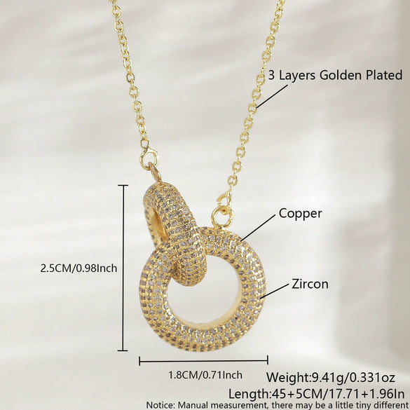 Wholesale Geometric Doublering Necklace Copper Electroplating Fashion Light Luxury Jewelry