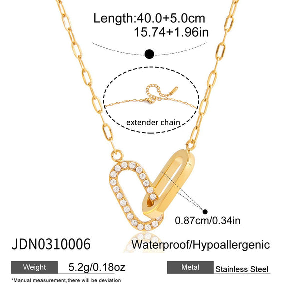 Wholesale Geometric Doublering Stainless Steel Electroplated 18K Gold Clavicle Necklace For Women