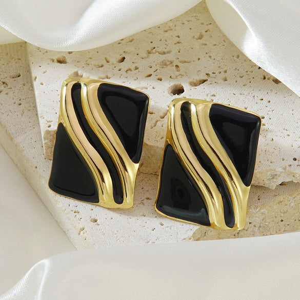 Wholesale Geometric Drip Oil Stainless Steel Earrings For Women