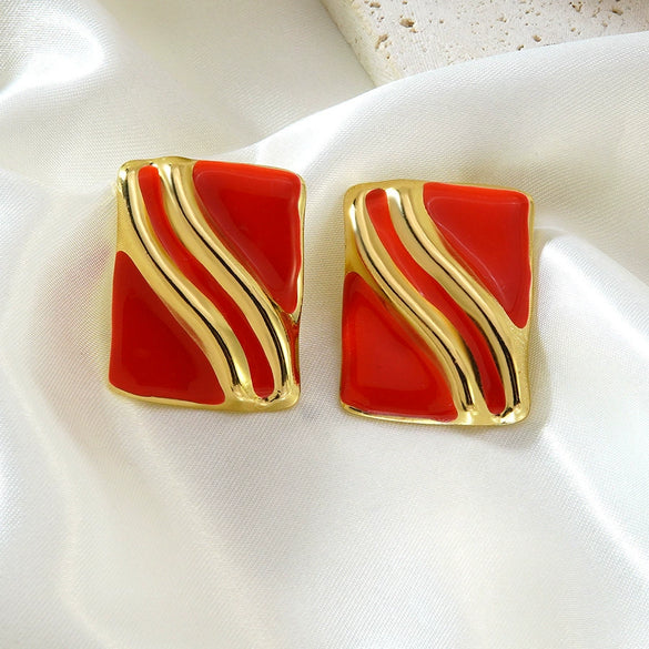 Wholesale Geometric Drip Oil Stainless Steel Earrings For Women