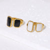 Wholesale Geometric Drop Oil Opening Women's Titanium Steel Ring With 18K Gold Plated Electroplating