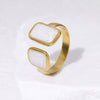 Wholesale Geometric Drop Oil Opening Women's Titanium Steel Ring With 18K Gold Plated Electroplating