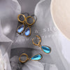 Wholesale Geometric Dropshaped Stainless Steel Electroplated Birthstone Earrings Unisex
