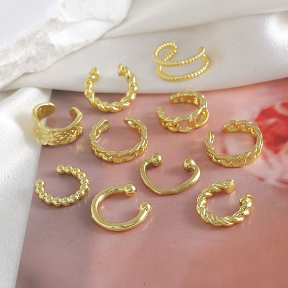 Wholesale Geometric Ear Clip Set Copper Electroplated Spiral Wrapped Earrings For Women Minimalist Style