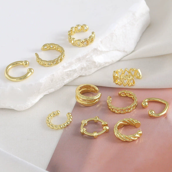 Wholesale Geometric Ear Clip Set Copper Electroplated Spiral Wrapped Earrings For Women Minimalist Style