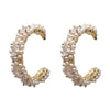 Wholesale Geometric Electroplated Alloy Crystal Pearl Stitching Earrings