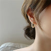 Wholesale Geometric Electroplated Alloy Crystal Pearl Stitching Earrings