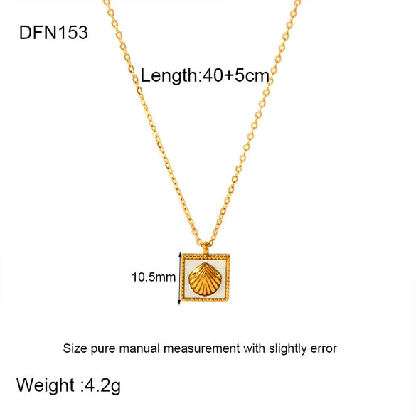 Wholesale Geometric Electroplated Heart Shell Palm Tree Pendant Necklace In Stainless Steel And Titanium Steel For Women