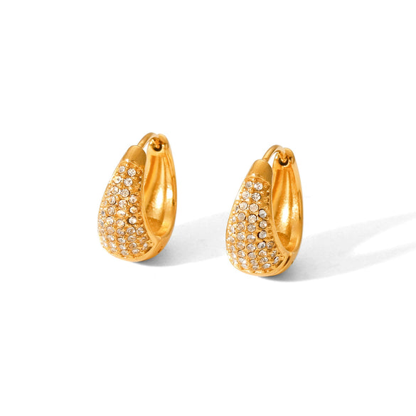 Wholesale Geometric Electroplated 18K Gold Stainless Steel Diamond Earrings For Women