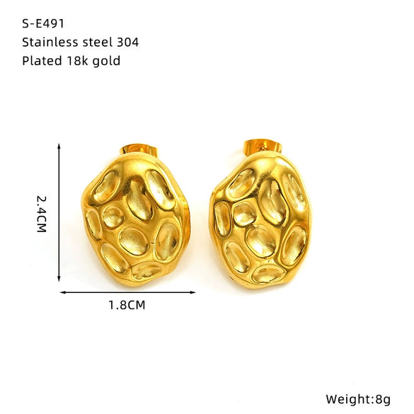 Wholesale Geometric Electroplated 18K Gold Titanium Steel Earrings For Women