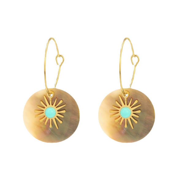 Wholesale Geometric Electroplated Shell Earrings For Women