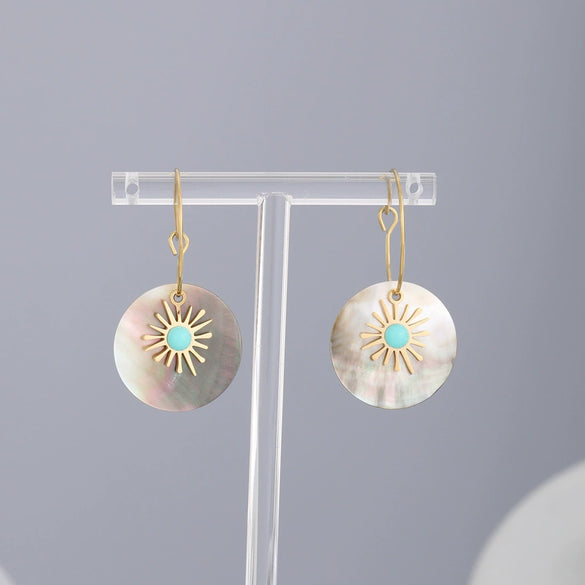 Wholesale Geometric Electroplated Shell Earrings For Women