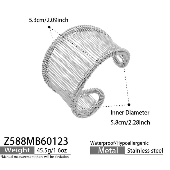 Wholesale Geometric Electroplated Stainless Steel Braided Wire Wrap Open Bracelet Accessories
