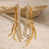 Wholesale Geometric Electroplated Stainless Steel Diamond Tassel Earrings For Women