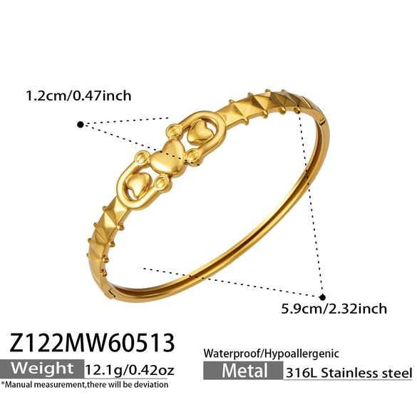 Wholesale Geometric Electroplated Stainless Steel Heart Star Flower Bracelet Jewelry Bangle