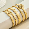 Wholesale Geometric Electroplated Stainless Steel Heart Star Flower Bracelet Jewelry Bangle
