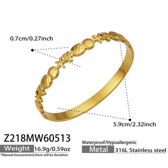 Wholesale Geometric Electroplated Stainless Steel Heart Star Flower Bracelet Jewelry Bangle