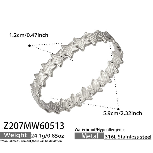Wholesale Geometric Electroplated Stainless Steel Heart Star Flower Bracelet Jewelry Bangle