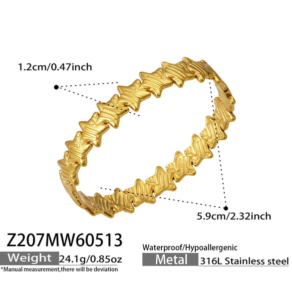 Wholesale Geometric Electroplated Stainless Steel Heart Star Flower Bracelet Jewelry Bangle