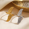 Wholesale Geometric Electroplated Stainless Steel Open Adjustable Wing Ring For Women