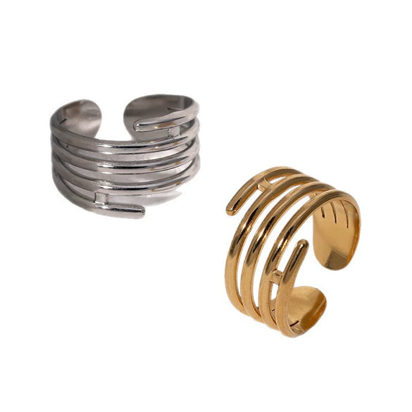 Wholesale Geometric Electroplated Stainless Steel Open Adjustable Women's Rings Fashionable Simple And Versatile