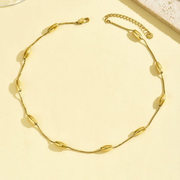 Wholesale Geometric Electroplated Stainless Steel Oval Hollow Ball Necklace For Men And Women