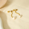 Wholesale Geometric Electroplated Stainless Steel Pearl Chain Tassel Earrings For Women
