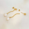 Wholesale Geometric Electroplated Stainless Steel Pearl Chain Tassel Earrings For Women