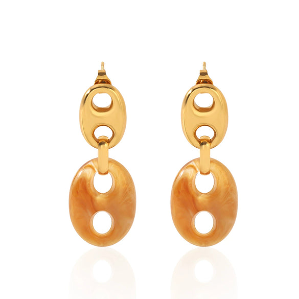 Wholesale Geometric Electroplated Stainless Steel Pig Nose Earrings For Women Retro Maillard Style