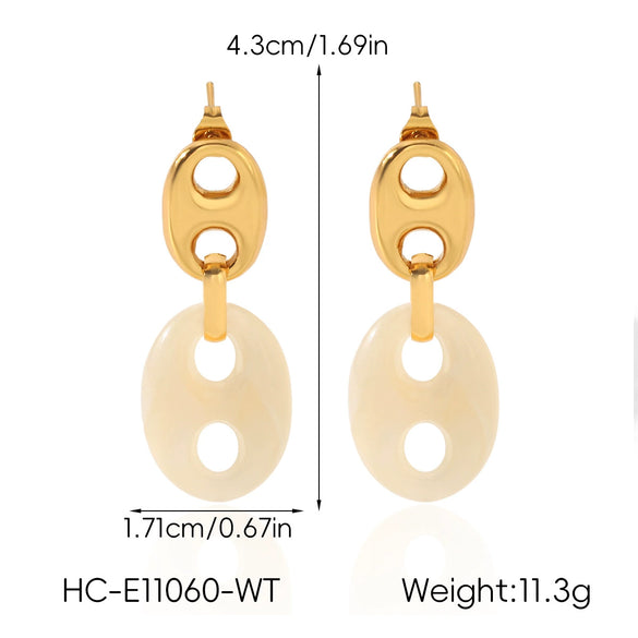 Wholesale Geometric Electroplated Stainless Steel Pig Nose Earrings For Women Retro Maillard Style
