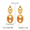 Wholesale Geometric Electroplated Stainless Steel Pig Nose Earrings For Women Retro Maillard Style