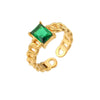Wholesale Geometric Electroplated Stainless Steel Rectangular Zircon Inlaid Braided Adjustable Ring For Women