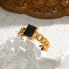 Wholesale Geometric Electroplated Stainless Steel Rectangular Zircon Inlaid Braided Adjustable Ring For Women