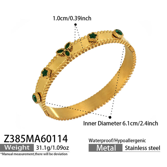 Wholesale Geometric Electroplated Stainless Steel Zircon And Acrylic Flower Bracelet Set