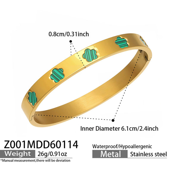 Wholesale Geometric Electroplated Stainless Steel Zircon And Acrylic Flower Bracelet Set