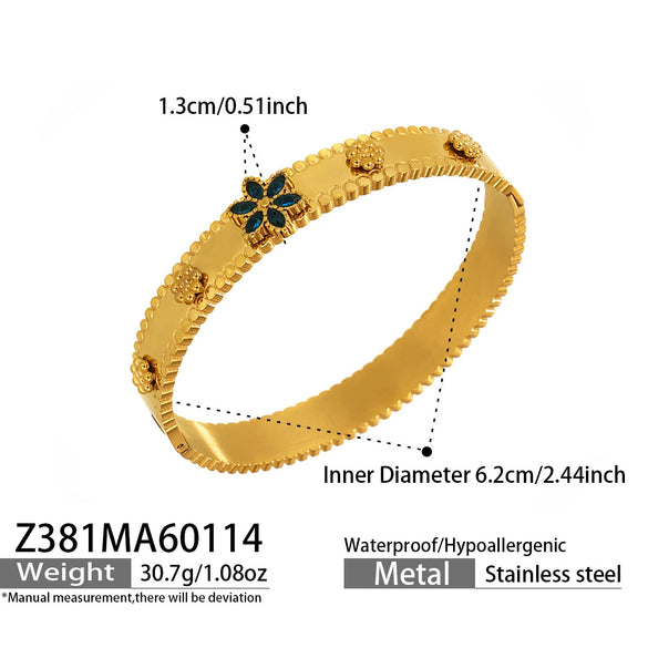 Wholesale Geometric Electroplated Stainless Steel Zircon And Acrylic Flower Bracelet Set