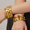 Wholesale Geometric Electroplated Stainless Steel Zircon And Acrylic Flower Bracelet Set