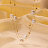 Wholesale Geometric Electroplated Titanium Steel Double Layer Necklace For Women