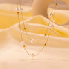 Wholesale Geometric Electroplated Titanium Steel Double Layer Necklace For Women